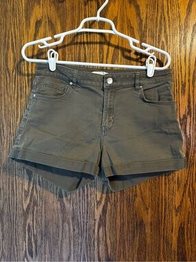 H&M Olive Green Cuffed Denim-Style Shorts